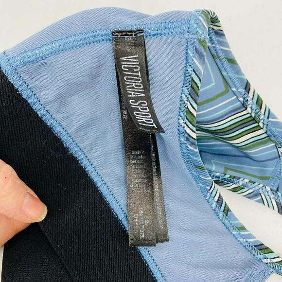 Victoria's Secret Sport Bra Strappy Blue Geometric Pattern Women Medium - Picture 4 of 6